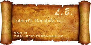 Lebhaft Barabás névjegykártya
